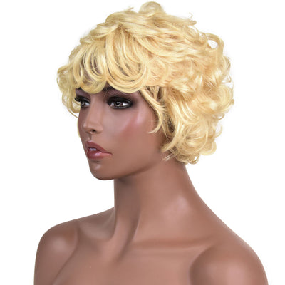AVERA Platinum Blonde Short Wavy Multi-layers Wig