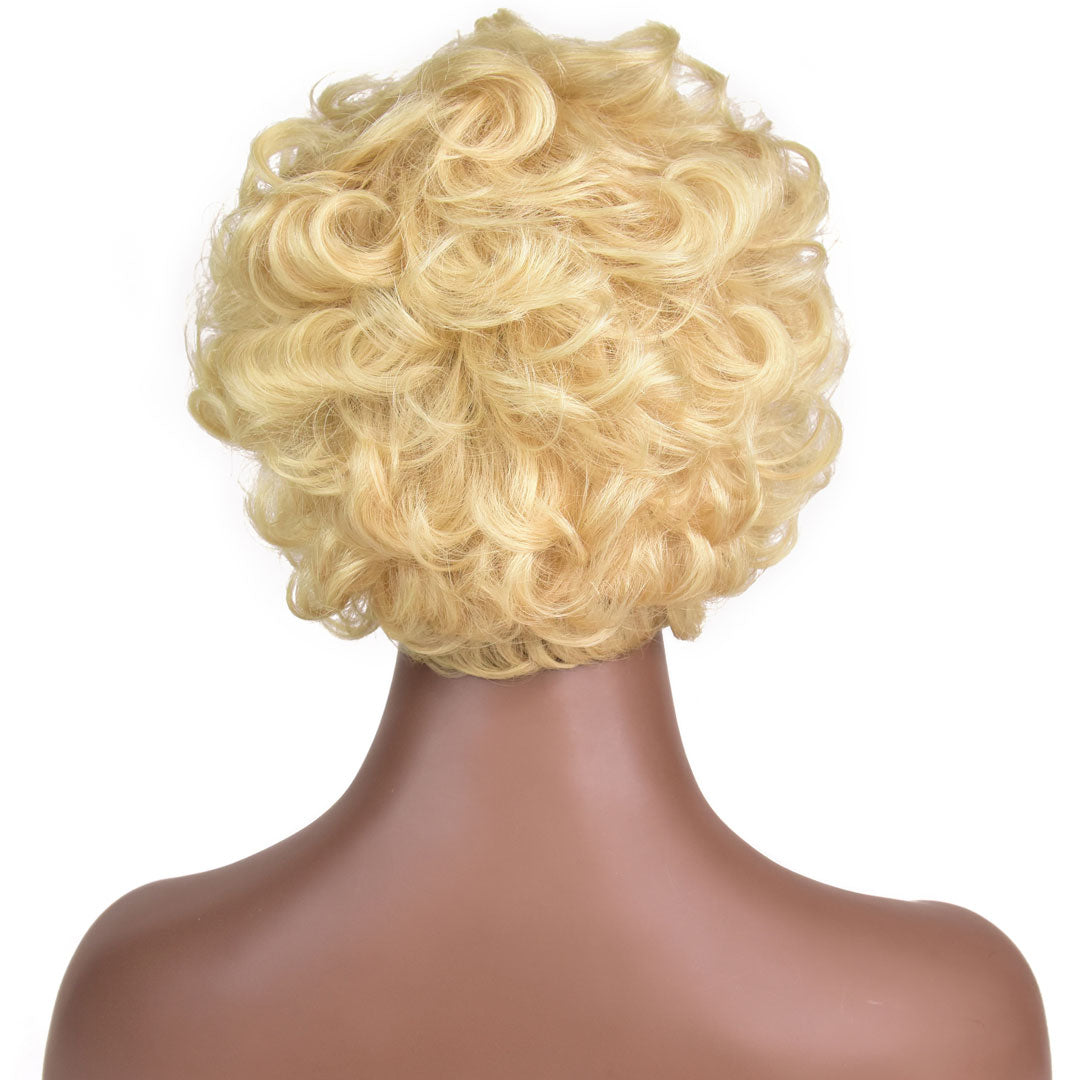 AVERA Platinum Blonde Short Wavy Multi-layers Wig